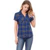 imageAllegra K Womens Cotton Classic Button Down Western Plaid ShirtBlue