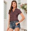 imageAllegra K Womens Cotton Classic Button Down Western Plaid ShirtBurgundy