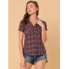 imageAllegra K Womens Cotton Classic Button Down Western Plaid ShirtBurgundy