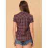 imageAllegra K Womens Cotton Classic Button Down Western Plaid ShirtBurgundy