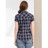 imageAllegra K Womens Cotton Classic Button Down Western Plaid ShirtDark Blue