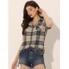 imageAllegra K Womens Cotton Classic Button Down Western Plaid ShirtKhaki Black