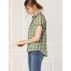 imageAllegra K Womens Cotton Classic Button Down Western Plaid ShirtLight Green