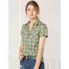 imageAllegra K Womens Cotton Classic Button Down Western Plaid ShirtLight Green
