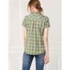 imageAllegra K Womens Cotton Classic Button Down Western Plaid ShirtLight Green