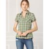 imageAllegra K Womens Cotton Classic Button Down Western Plaid ShirtLight Green