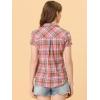imageAllegra K Womens Cotton Classic Button Down Western Plaid ShirtLight Pink