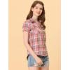 imageAllegra K Womens Cotton Classic Button Down Western Plaid ShirtLight Pink