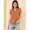 imageAllegra K Womens Cotton Classic Button Down Western Plaid ShirtOrange