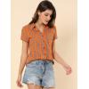 imageAllegra K Womens Cotton Classic Button Down Western Plaid ShirtOrange