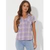 imageAllegra K Womens Cotton Classic Button Down Western Plaid ShirtPastel Purple