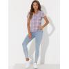 imageAllegra K Womens Cotton Classic Button Down Western Plaid ShirtPastel Purple
