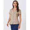 imageAllegra K Womens Cotton Classic Button Down Western Plaid ShirtPink