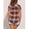 imageAllegra K Womens Cotton Classic Button Down Western Plaid ShirtPink Brown
