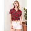 imageAllegra K Womens Cotton Classic Button Down Western Plaid ShirtRed