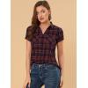 imageAllegra K Womens Cotton Classic Button Down Western Plaid ShirtRed Black