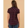 imageAllegra K Womens Cotton Classic Button Down Western Plaid ShirtRed Black