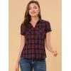 imageAllegra K Womens Cotton Classic Button Down Western Plaid ShirtRed Black