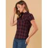 imageAllegra K Womens Cotton Classic Button Down Western Plaid ShirtRed Black