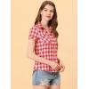 imageAllegra K Womens Cotton Classic Button Down Western Plaid ShirtRed White