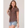 imageAllegra K Womens Cotton Classic Button Down Western Plaid ShirtRed Yellow