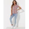imageAllegra K Womens Cotton Classic Button Down Western Plaid ShirtWatermelon Red Green