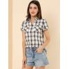 imageAllegra K Womens Cotton Classic Button Down Western Plaid ShirtWhite Black