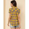 imageAllegra K Womens Cotton Classic Button Down Western Plaid ShirtYellow