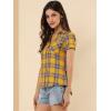 imageAllegra K Womens Cotton Classic Button Down Western Plaid ShirtYellow