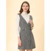 imageAllegra K Womens Elegant Vintage Button Front V Neck Plaid Tweed Overalls Pinafore DressApricot