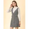 imageAllegra K Womens Elegant Vintage Button Front V Neck Plaid Tweed Overalls Pinafore DressApricot
