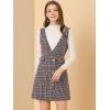 imageAllegra K Womens Elegant Vintage Button Front V Neck Plaid Tweed Overalls Pinafore DressRed