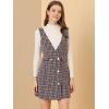 imageAllegra K Womens Elegant Vintage Button Front V Neck Plaid Tweed Overalls Pinafore DressRed