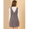 imageAllegra K Womens Elegant Vintage Button Front V Neck Plaid Tweed Overalls Pinafore DressRed