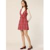 imageAllegra K Womens Elegant Vintage Button Front V Neck Plaid Tweed Overalls Pinafore DressReds