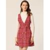 imageAllegra K Womens Elegant Vintage Button Front V Neck Plaid Tweed Overalls Pinafore DressReds