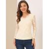 imageAllegra K Womens Floral Embroidery Sheer Long Sleeves Lace Blouse TopBeige
