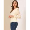 imageAllegra K Womens Floral Embroidery Sheer Long Sleeves Lace Blouse TopBeige