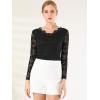 imageAllegra K Womens Floral Embroidery Sheer Long Sleeves Lace Blouse TopBlack