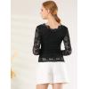 imageAllegra K Womens Floral Embroidery Sheer Long Sleeves Lace Blouse TopBlack