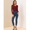 imageAllegra K Womens Floral Embroidery Sheer Long Sleeves Lace Blouse TopBurgundy