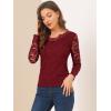 imageAllegra K Womens Floral Embroidery Sheer Long Sleeves Lace Blouse TopBurgundy