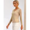 imageAllegra K Womens Floral Embroidery Sheer Long Sleeves Lace Blouse TopCamel
