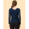 imageAllegra K Womens Floral Embroidery Sheer Long Sleeves Lace Blouse TopDark Blue
