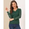 imageAllegra K Womens Floral Embroidery Sheer Long Sleeves Lace Blouse TopDark Green