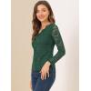imageAllegra K Womens Floral Embroidery Sheer Long Sleeves Lace Blouse TopDark Green
