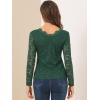 imageAllegra K Womens Floral Embroidery Sheer Long Sleeves Lace Blouse TopDark Green