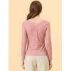 imageAllegra K Womens Floral Embroidery Sheer Long Sleeves Lace Blouse TopPink