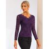 imageAllegra K Womens Floral Embroidery Sheer Long Sleeves Lace Blouse TopPurple