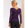 imageAllegra K Womens Floral Embroidery Sheer Long Sleeves Lace Blouse TopPurple